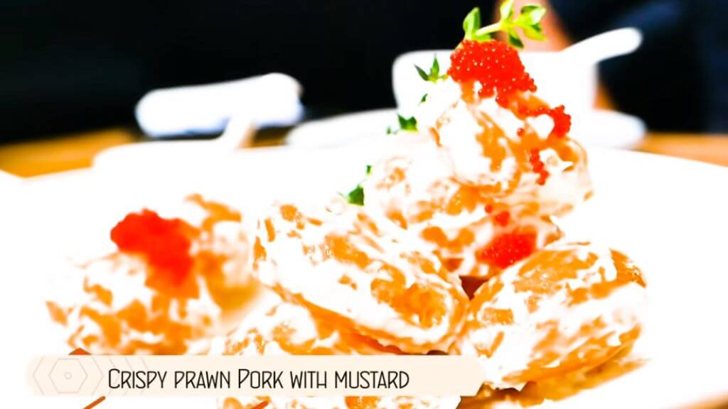 crispy prawn pork with mustard